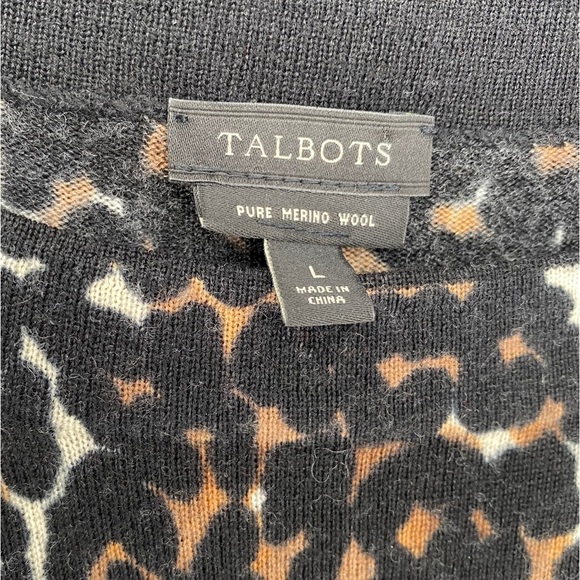 Talbots pure Italian merino wool animal print sweater size large - Picture 3 of 5